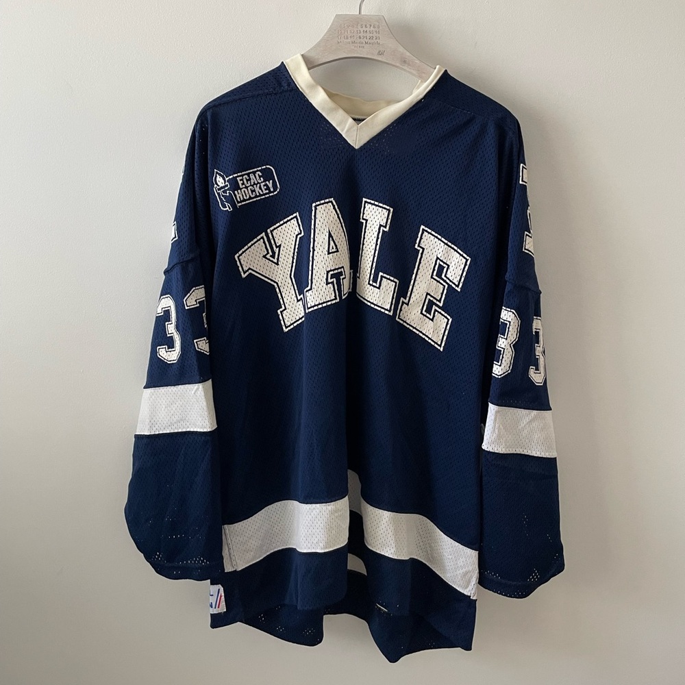 Vintage Yale Bulldogs NCAA ECAC Hockey Jersey #33 Stall & Dean 1998 Tag XXL